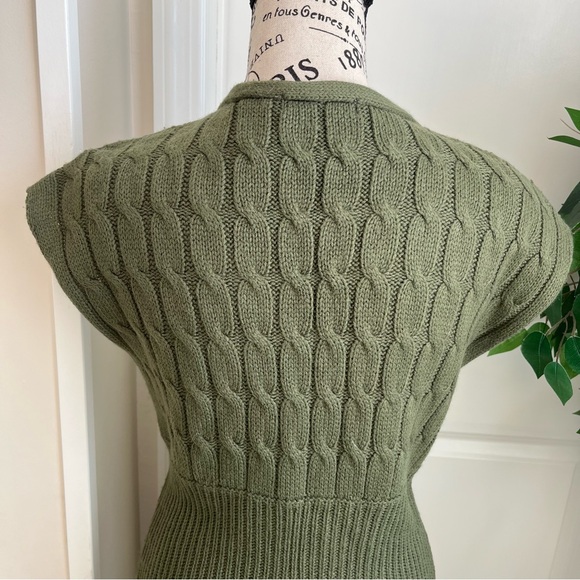 Mandee Cable Knit Bat Sleeve Duster Cardigan Green Sz L - Picture 12 of 16